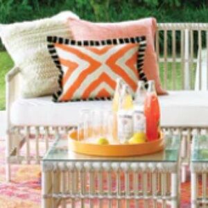 ANNIE SELKE Kit Kemp Arrows Linen Embroidered Pillow Cover orange black 22”x22”